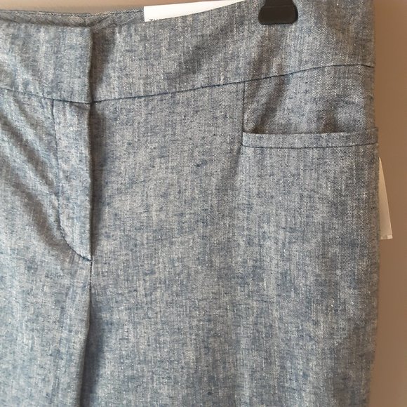Ann Taylor "The Ankle Pant" Linen Cotton Mid-Rise Light Blue | New! Size 4 - Picture 5 of 13
